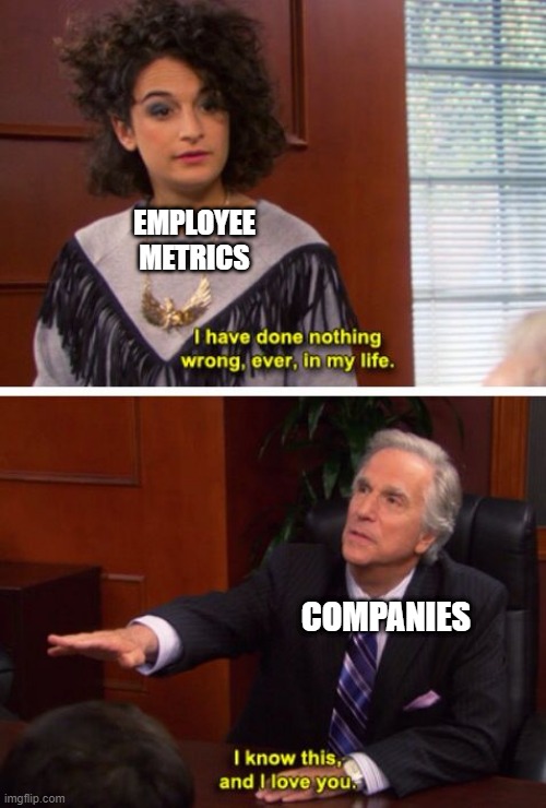 Metrics | EMPLOYEE METRICS; COMPANIES | image tagged in nothing wrong parks and rec | made w/ Imgflip meme maker