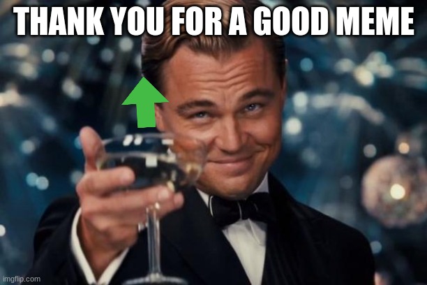 Leonardo Dicaprio Cheers Meme | THANK YOU FOR A GOOD MEME | image tagged in memes,leonardo dicaprio cheers | made w/ Imgflip meme maker