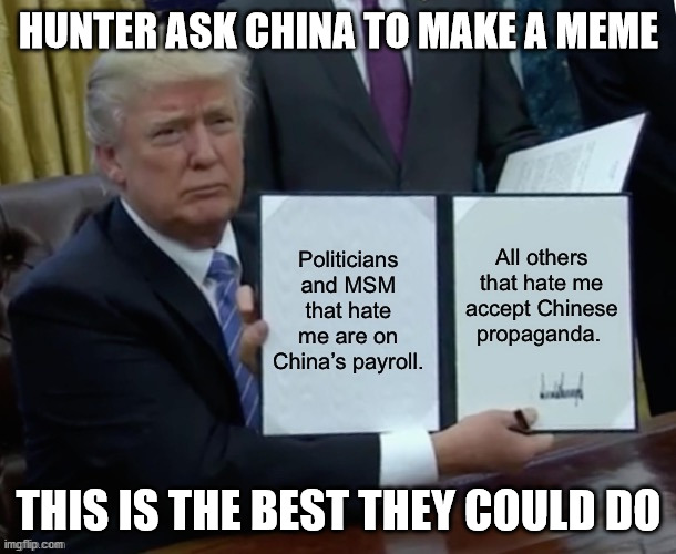 HUNTER ASK CHINA TO MAKE A MEME THIS IS THE BEST THEY COULD DO | made w/ Imgflip meme maker