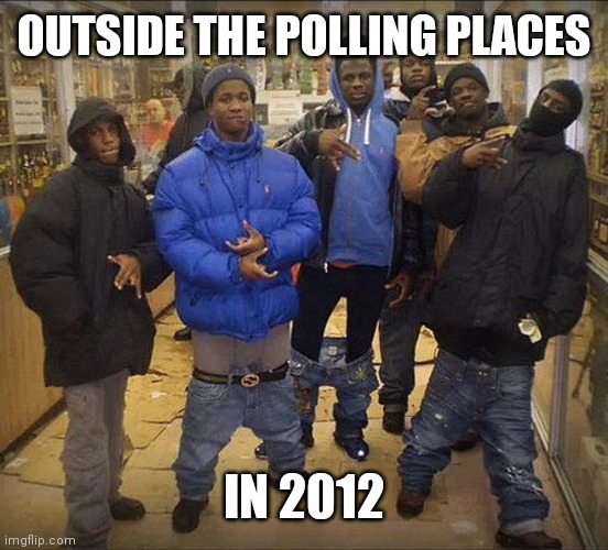 All my niggas | OUTSIDE THE POLLING PLACES IN 2012 | image tagged in all my niggas | made w/ Imgflip meme maker