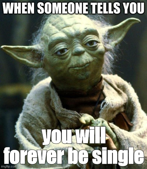 forever single meme | WHEN SOMEONE TELLS YOU; you will forever be single | image tagged in memes,star wars yoda | made w/ Imgflip meme maker