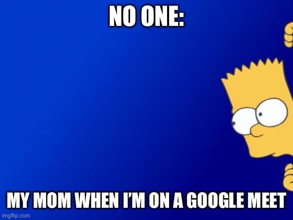 Fac | NO ONE:; MY MOM WHEN I’M ON A GOOGLE MEET | image tagged in funny meme | made w/ Imgflip meme maker