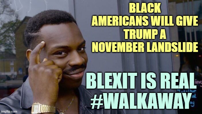 Roll Safe Think About It Meme | BLACK AMERICANS WILL GIVE TRUMP A NOVEMBER LANDSLIDE BLEXIT IS REAL
#WALKAWAY | image tagged in memes,roll safe think about it | made w/ Imgflip meme maker