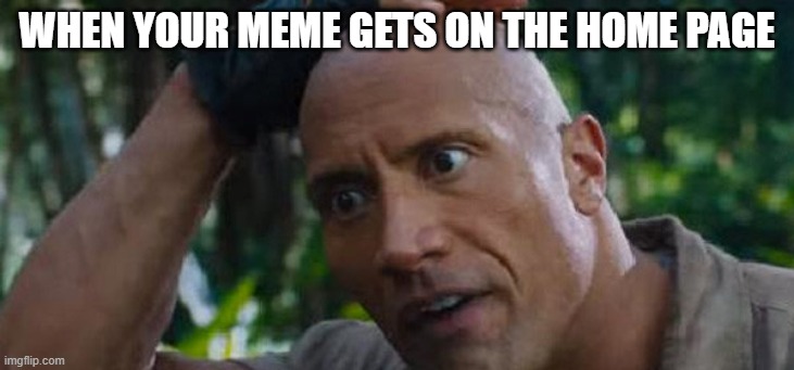 jumanji meme | WHEN YOUR MEME GETS ON THE HOME PAGE | image tagged in jumanji | made w/ Imgflip meme maker
