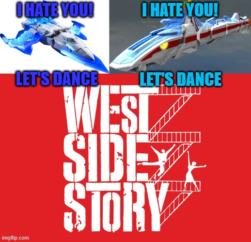 jets vs sharks | I HATE YOU! I HATE YOU! LET'S DANCE; LET'S DANCE | image tagged in super sentai,mashin sentai kirameiger,west side story | made w/ Imgflip meme maker