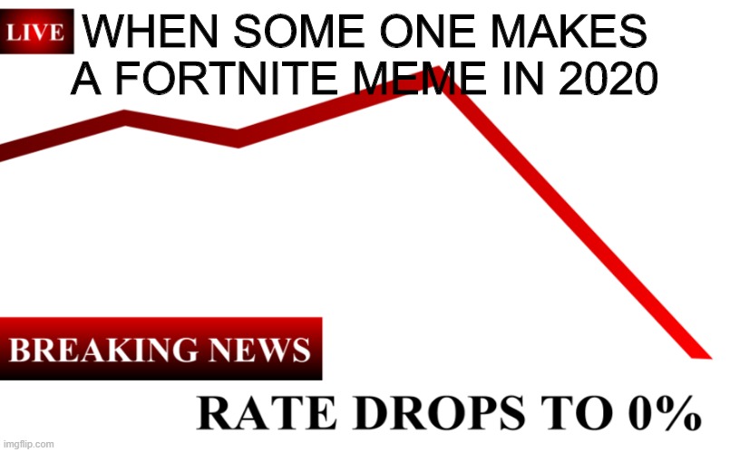 ____ Rate Drops To 0% | WHEN SOME ONE MAKES A FORTNITE MEME IN 2020 | image tagged in ____ rate drops to 0 | made w/ Imgflip meme maker