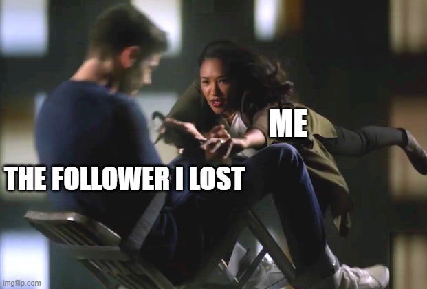 Me with followers |  ME; THE FOLLOWER I LOST | image tagged in the flash | made w/ Imgflip meme maker