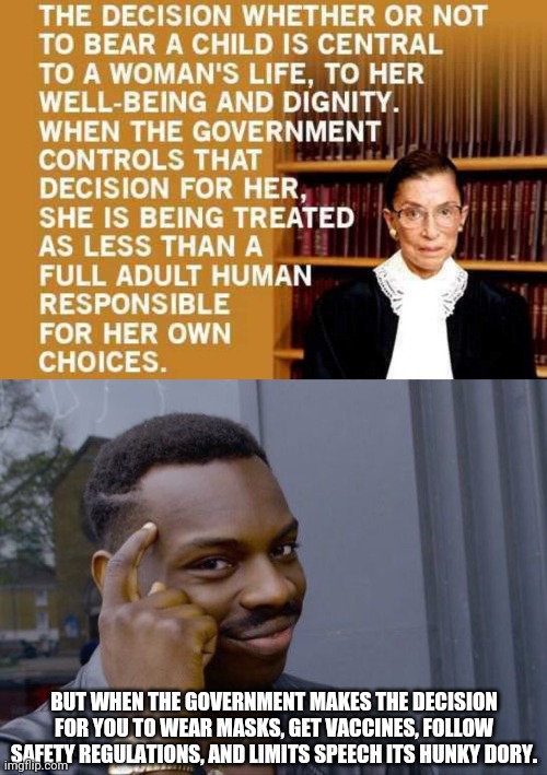 We decide who to decide for. | BUT WHEN THE GOVERNMENT MAKES THE DECISION FOR YOU TO WEAR MASKS, GET VACCINES, FOLLOW SAFETY REGULATIONS, AND LIMITS SPEECH ITS HUNKY DORY. | image tagged in liberal logic,liberal hypocrisy | made w/ Imgflip meme maker