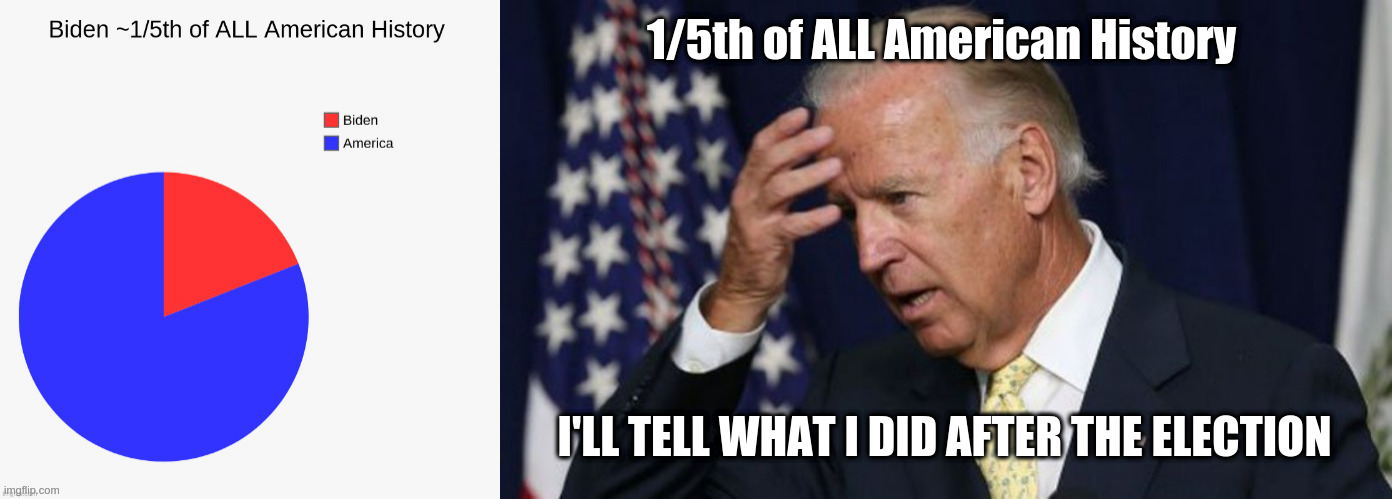 biden 1/5th | 1/5th of ALL American History; I'LL TELL WHAT I DID AFTER THE ELECTION | image tagged in biden 1/5th of all american history | made w/ Imgflip meme maker