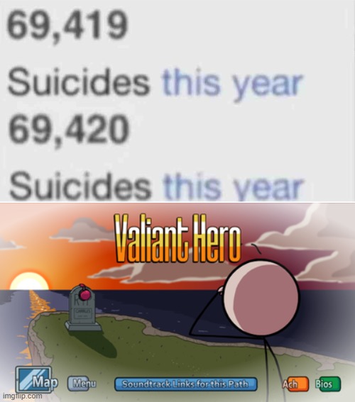 F | image tagged in valiant hero | made w/ Imgflip meme maker