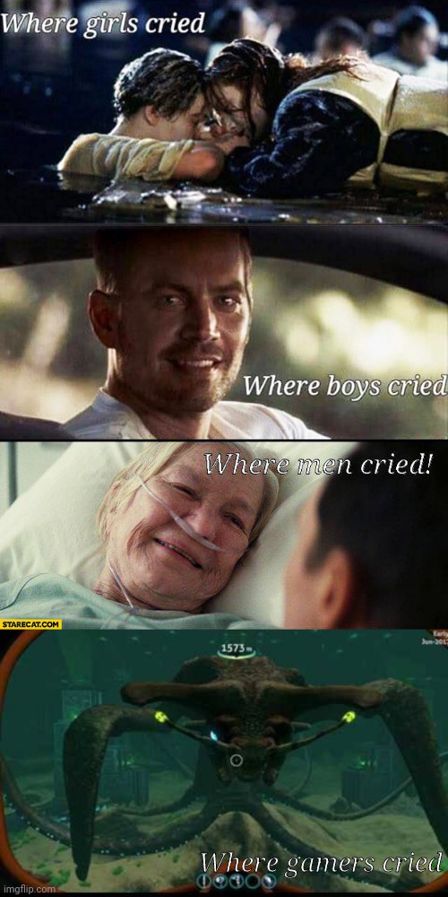 I no joke cried when the sea emperor died in subnautica | Where gamers cried | image tagged in where girls cried,subnautica,sea emperor leviathan | made w/ Imgflip meme maker