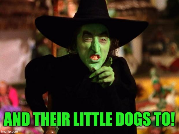 wicked witch  | AND THEIR LITTLE DOGS TO! | image tagged in wicked witch | made w/ Imgflip meme maker