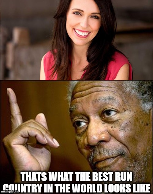Jacinda for President | THATS WHAT THE BEST RUN COUNTRY IN THE WORLD LOOKS LIKE | image tagged in this morgan freeman,jacinda ardern,memes,politics,honesty | made w/ Imgflip meme maker