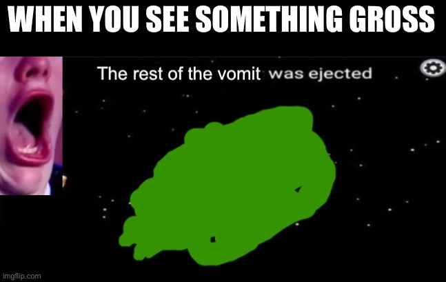 The rest of the vomit was ejected | WHEN YOU SEE SOMETHING GROSS | image tagged in the rest of the vomit was ejected | made w/ Imgflip meme maker