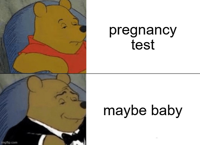 Tuxedo Winnie The Pooh | pregnancy test; maybe baby | image tagged in memes,tuxedo winnie the pooh | made w/ Imgflip meme maker