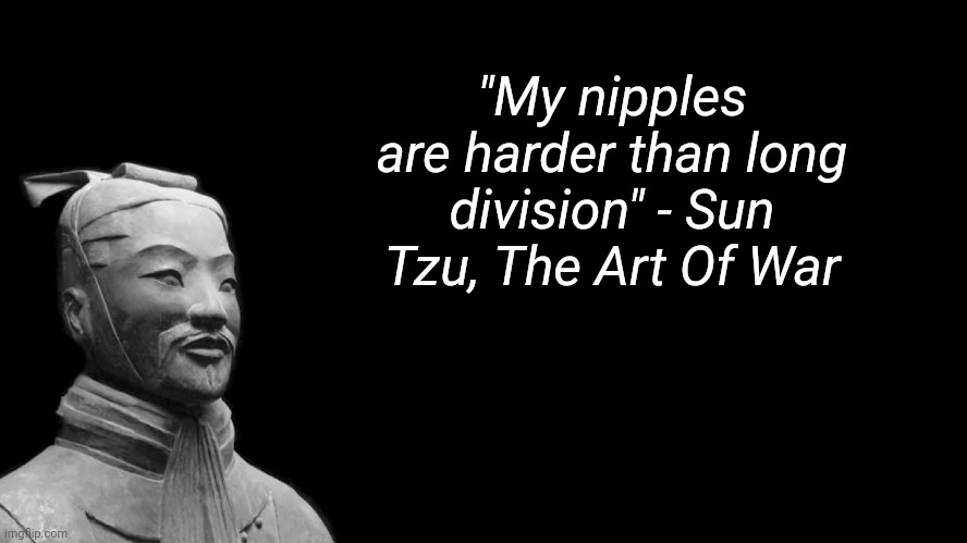 Sun Tzu |  "My nipples are harder than long division" - Sun Tzu, The Art Of War | image tagged in sun tzu,memes,funny memes | made w/ Imgflip meme maker