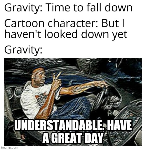 Gravity in cartoons | image tagged in gotanypain,memes | made w/ Imgflip meme maker