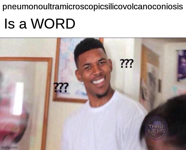pneumonoultramicroscopicsilicovolcanoconiosis; Is a WORD | image tagged in confused | made w/ Imgflip meme maker
