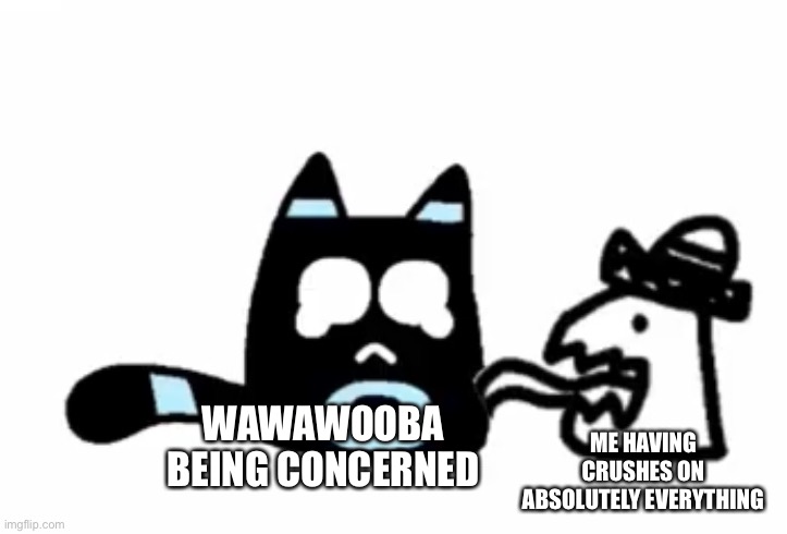 ME HAVING CRUSHES ON ABSOLUTELY EVERYTHING; WAWAWOOBA BEING CONCERNED | made w/ Imgflip meme maker