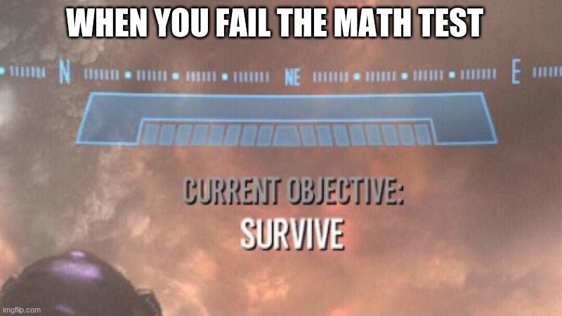 I do not know this from personal experience | WHEN YOU FAIL THE MATH TEST | image tagged in current objective survive | made w/ Imgflip meme maker