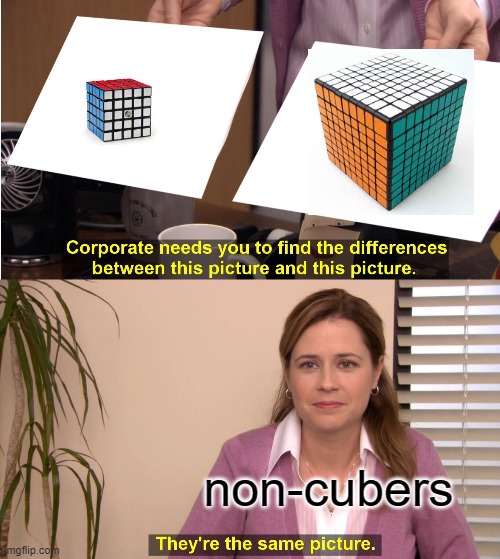 non-cubers in a nutshell | non-cubers | image tagged in memes,they're the same picture,cubers | made w/ Imgflip meme maker