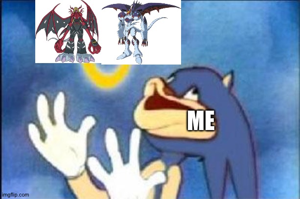 This is why VenomMyotismon and MaloMyotismon are Amazing! | ME | image tagged in sonic derp | made w/ Imgflip meme maker