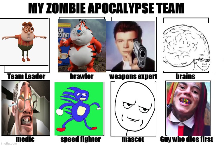 My meme team | image tagged in my zombie apocalypse team | made w/ Imgflip meme maker