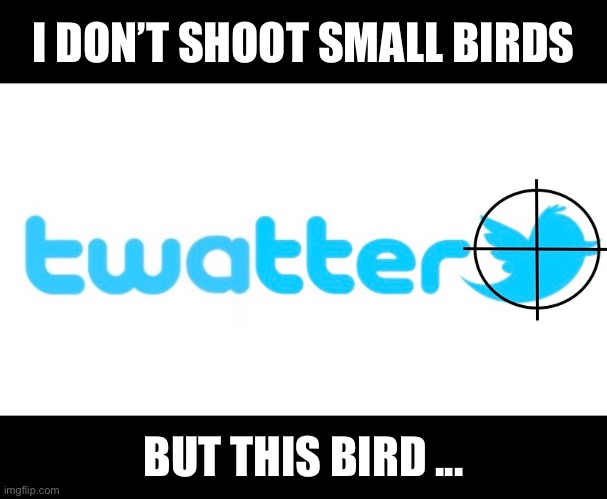 twatter | I DON’T SHOOT SMALL BIRDS; BUT THIS BIRD ... | image tagged in twitter,trump twitter,president trump,election 2020,trump 2020 | made w/ Imgflip meme maker