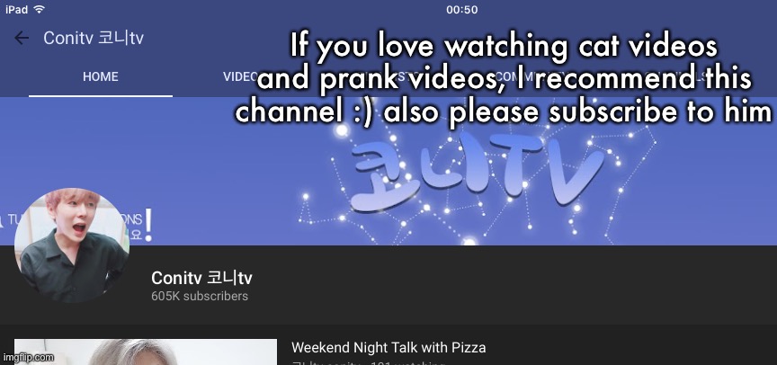 E | If you love watching cat videos and prank videos, I recommend this channel :) also please subscribe to him | made w/ Imgflip meme maker