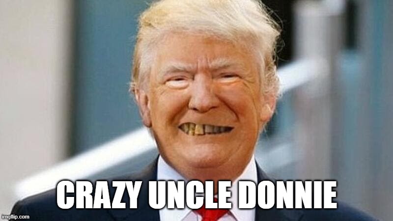 Crazy Uncle Donnie | CRAZY UNCLE DONNIE | image tagged in crazy uncle,trump,donald trump,savannah guthrie | made w/ Imgflip meme maker