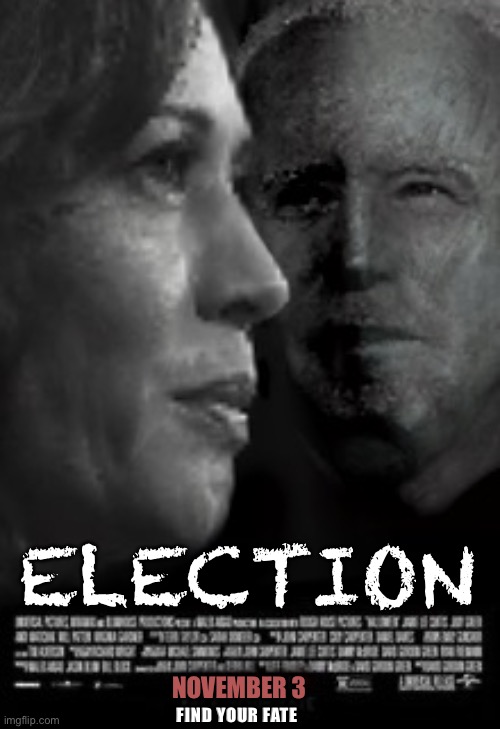 ELECTION; NOVEMBER 3; FIND YOUR FATE | image tagged in halloween,election,joe biden,kamala harris,scary | made w/ Imgflip meme maker