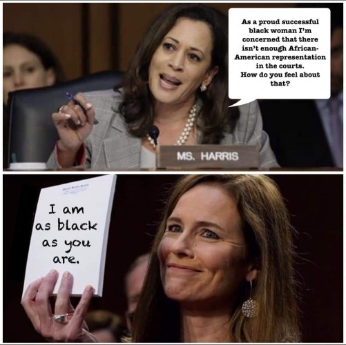 Amy Coney Barrett Owns Kamala Harris | image tagged in amy coney barrett,scotus,kamala harris,heels up harris,race appropriation,inappropriate appropriation | made w/ Imgflip meme maker