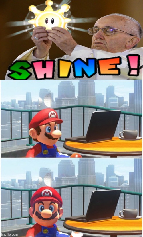 HOW DID HE GET THAT WITHOUT THE F.L.O.O.D.? | image tagged in super mario bros,mario sunshine,super mario odyssey,the pope | made w/ Imgflip meme maker