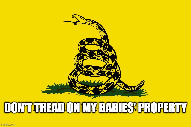 Gadsden Flag | DON'T TREAD ON MY BABIES' PROPERTY | image tagged in gadsden flag | made w/ Imgflip meme maker