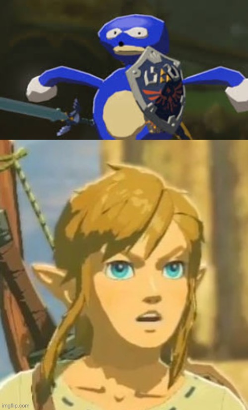 image tagged in offended link,sanic botw | made w/ Imgflip meme maker