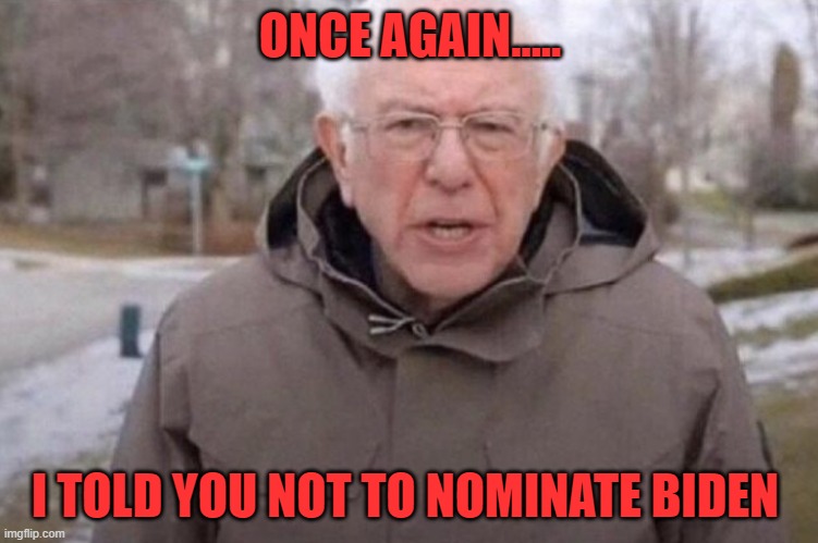 One for the lunatic left LOL  You're welcome | ONCE AGAIN..... I TOLD YOU NOT TO NOMINATE BIDEN | image tagged in i am once again asking | made w/ Imgflip meme maker