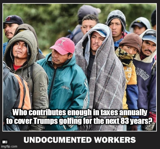 Illegal immigrants pay taxes | BAJ | image tagged in illegal immigrants,taxes,trump golfing | made w/ Imgflip meme maker