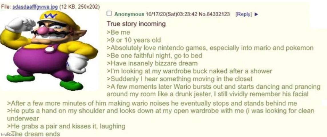 Anon has a close encounter of the wario kind | made w/ Imgflip meme maker