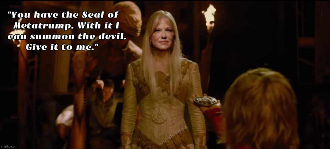 image tagged in kellyanne conway,silent hill,horror movie,metatron,horror,claudia | made w/ Imgflip meme maker