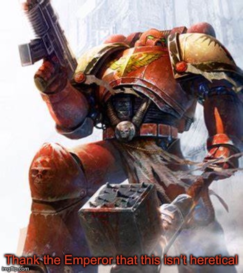 Space Marine | Thank the Emperor that this isn’t heretical | image tagged in space marine | made w/ Imgflip meme maker