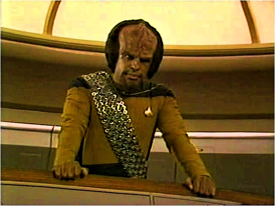 High Quality Worf at his station Blank Meme Template