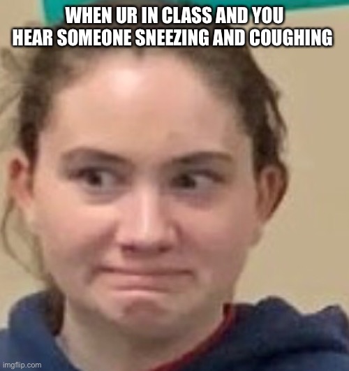 WHEN UR IN CLASS AND YOU HEAR SOMEONE SNEEZING AND COUGHING | image tagged in hahahaha,funny memes | made w/ Imgflip meme maker