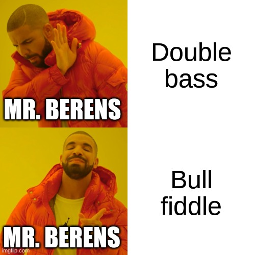 Drake Hotline Bling | Double bass; MR. BERENS; Bull fiddle; MR. BERENS | image tagged in memes,drake hotline bling | made w/ Imgflip meme maker