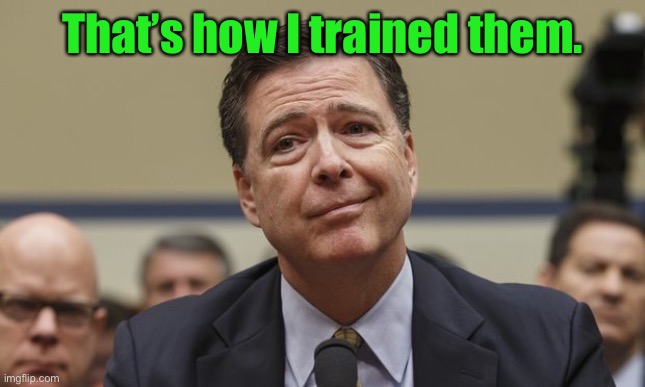 Comey Don't Know | That’s how I trained them. | image tagged in comey don't know | made w/ Imgflip meme maker