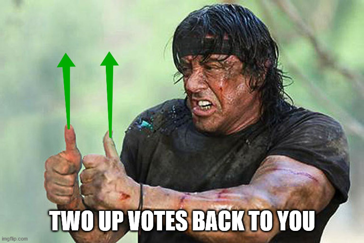 Two Thumbs Up Vote | TWO UP VOTES BACK TO YOU | image tagged in two thumbs up vote | made w/ Imgflip meme maker