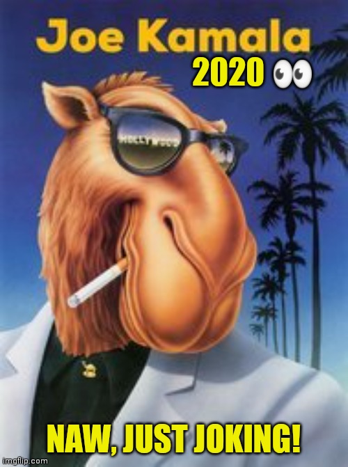 Yo, Yo- Joe wit Kamala in Tow... | 2020 👀; NAW, JUST JOKING! | image tagged in just joking,joe biden,kamala harris,camel toe,lmao,the great awakening | made w/ Imgflip meme maker
