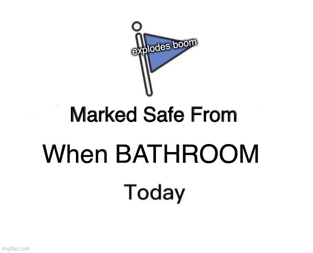 Marked Safe From | explodes boom; When BATHROOM | image tagged in memes,marked safe from | made w/ Imgflip meme maker