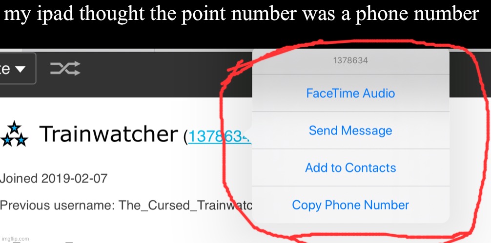hold up LOL | my ipad thought the point number was a phone number | image tagged in ipad,technology,memes,screenshot | made w/ Imgflip meme maker