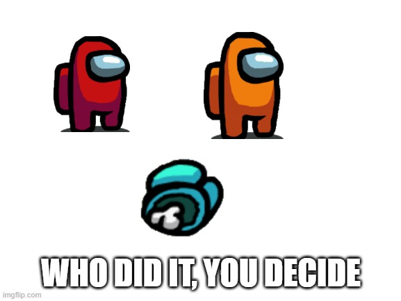 who did it | WHO DID IT, YOU DECIDE | image tagged in blank white template | made w/ Imgflip meme maker
