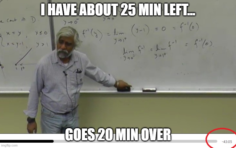 I HAVE ABOUT 25 MIN LEFT... GOES 20 MIN OVER | made w/ Imgflip meme maker